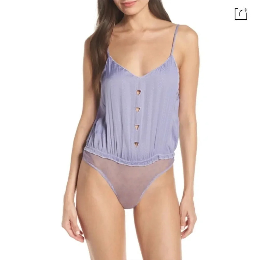 NWOT Free People Place For You Thong Bodysuit In Purple